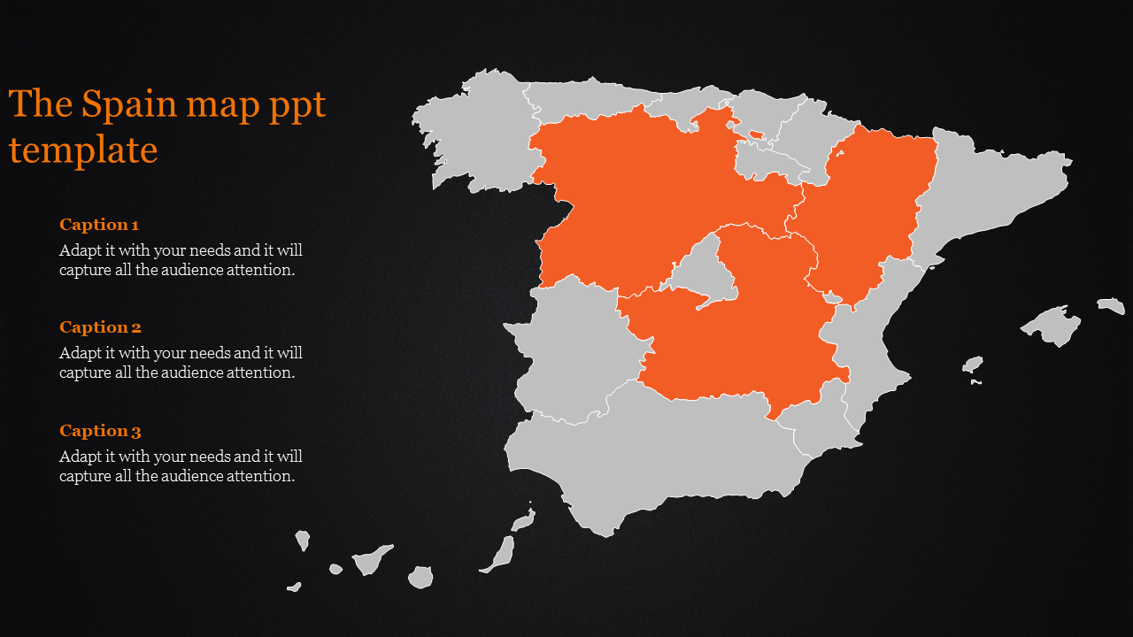 map ppt template-The Spain map ppt template